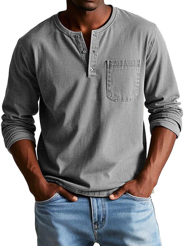 Ruben | Tijdloos Henley Shirt met Lange Mouw