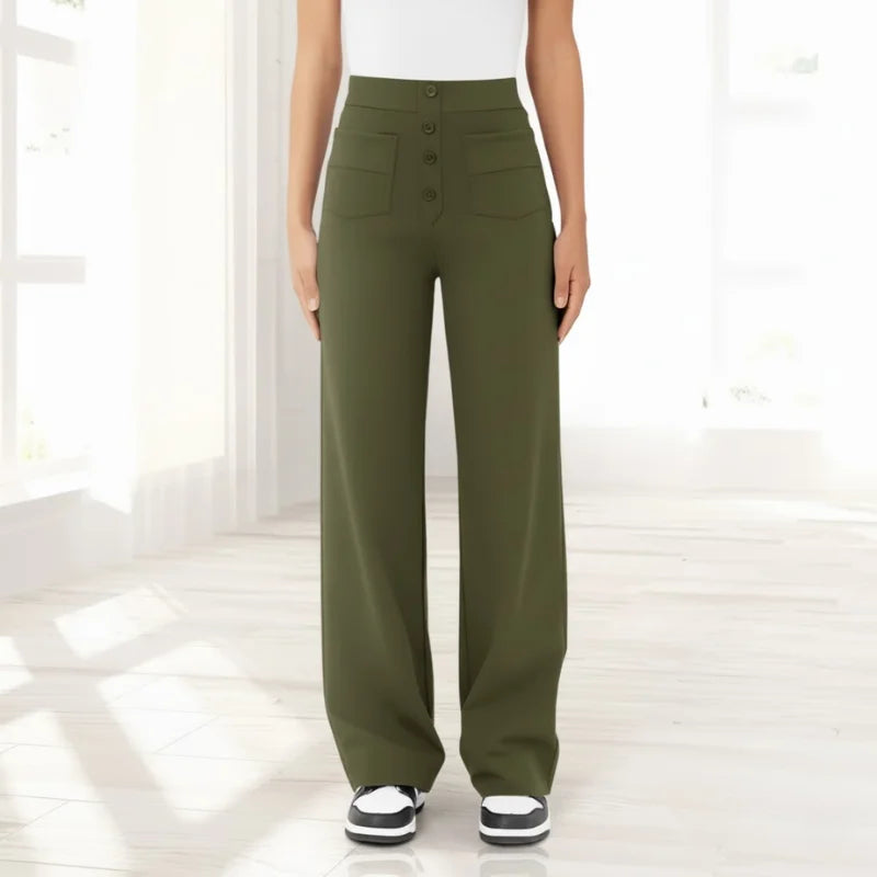 Corrie | Broek met Hoge Taille en Wijde Pijp (Nu 1+1 Gratis!)