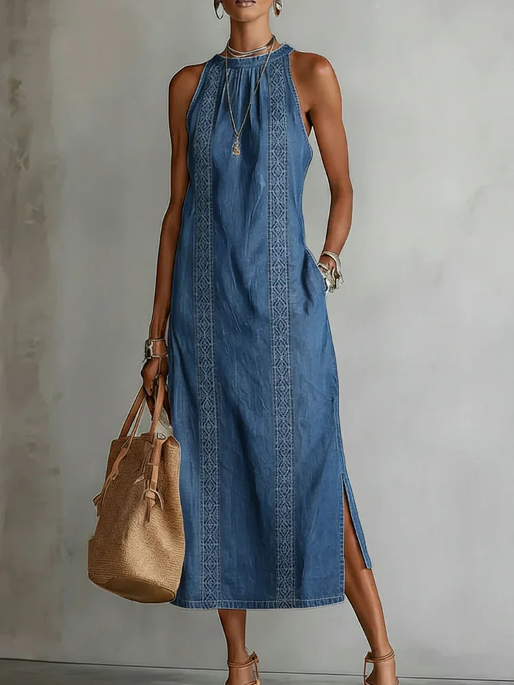 Julia | Jeansjurk met Vintage Kantdetails