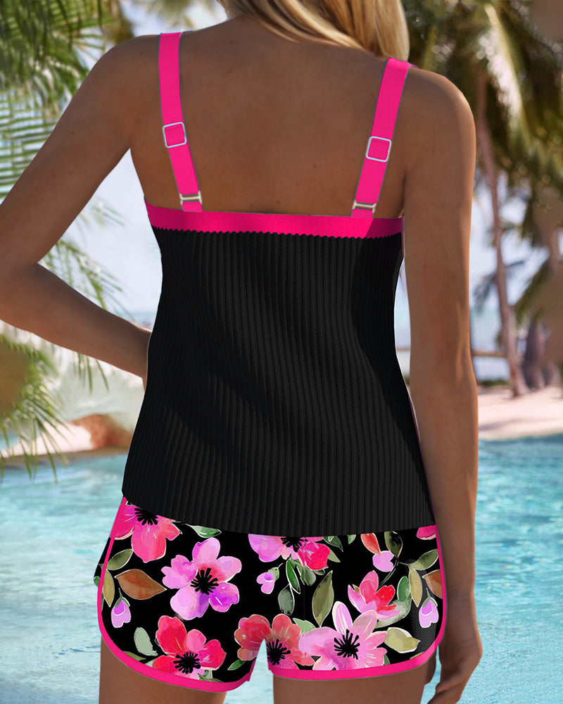 Viktoria | Levendige Tankini met Contrastdetails