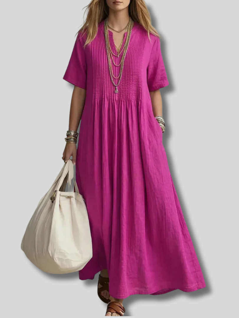 Lena | Pintuck Maxi-Jurk