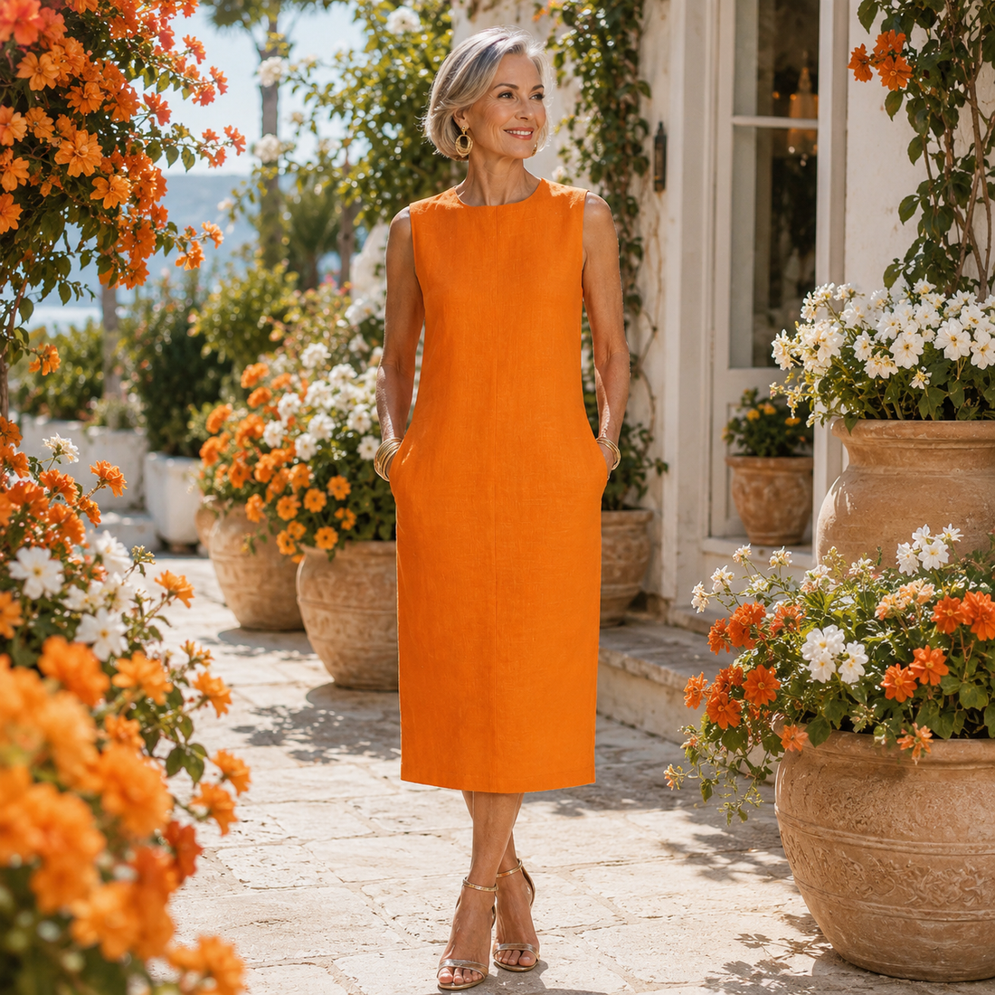 Yasmine | Midi-Jurk met Zakken