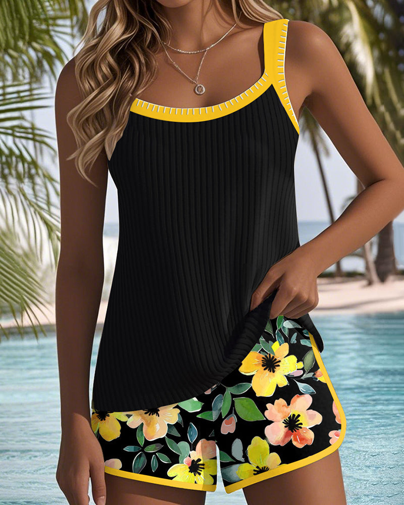 Viktoria | Levendige Tankini met Contrastdetails