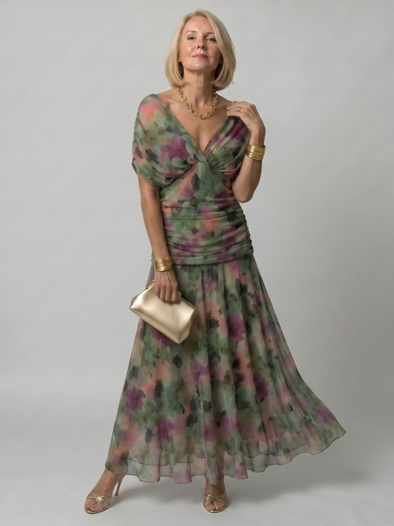 Corrie | Off-Shoulder Flow Midi Jurk