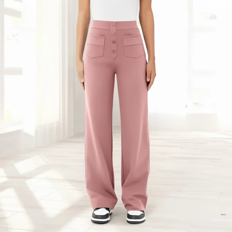 Corrie | Broek met Hoge Taille en Wijde Pijp (Nu 1+1 Gratis!)