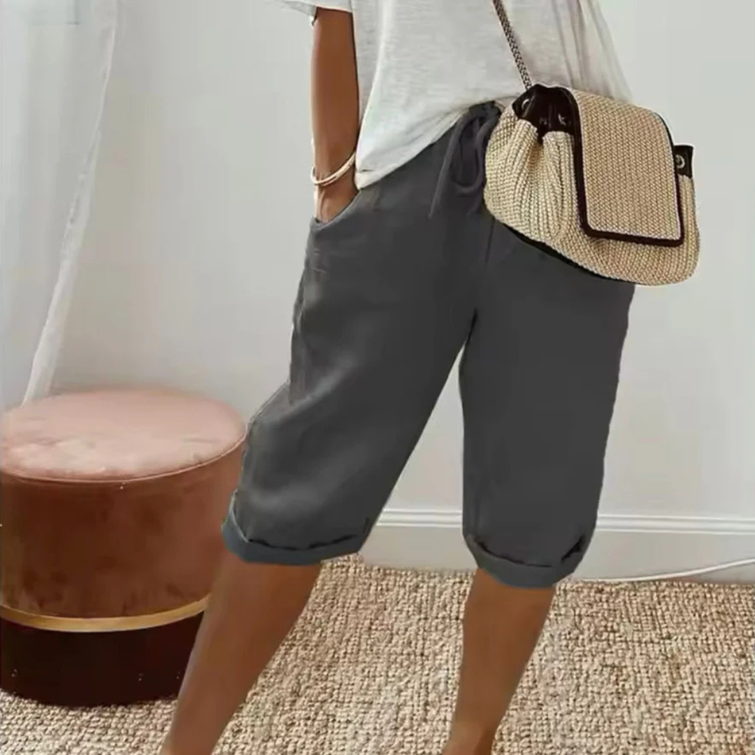 Finley - Linnen Broek met Koordtaille