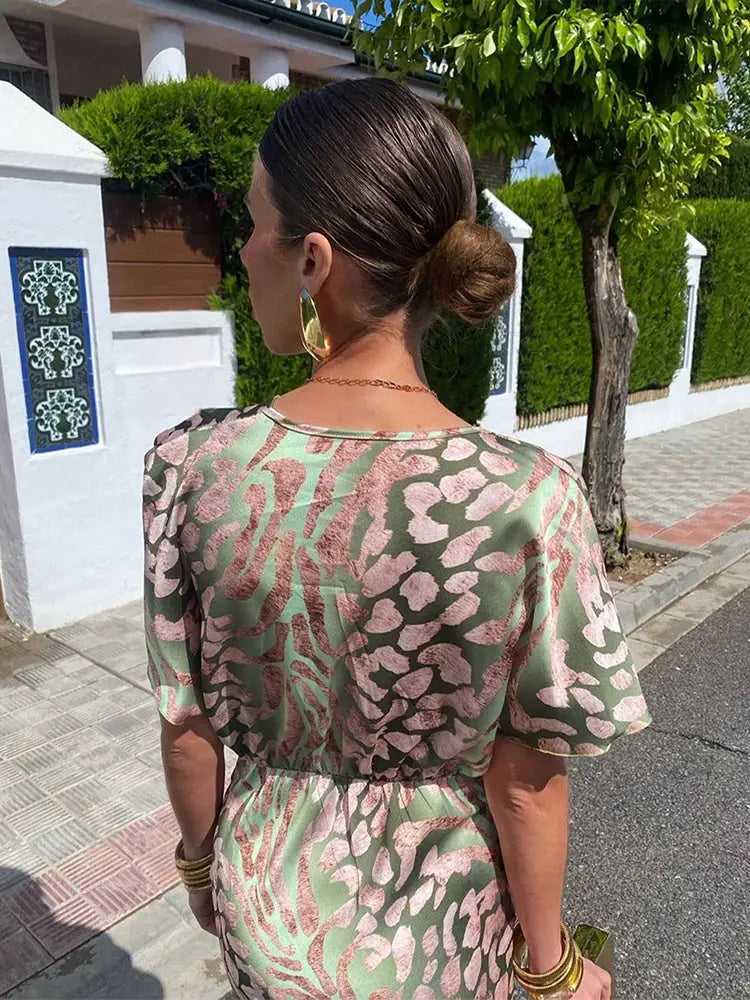 CLARANDRA | KOPERKLEURIGE MIDI JURK