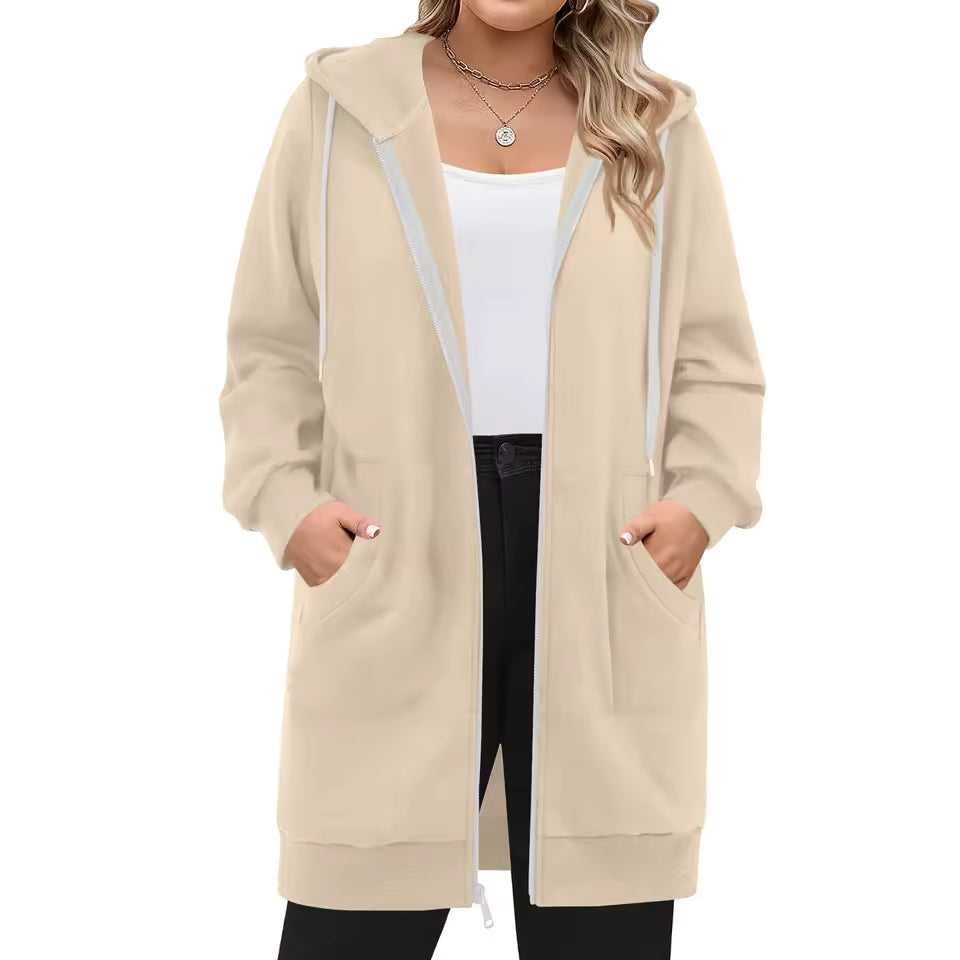 Fenna | Lang Vest met Capuchon en Rits (Nu 1+1 Gratis!)