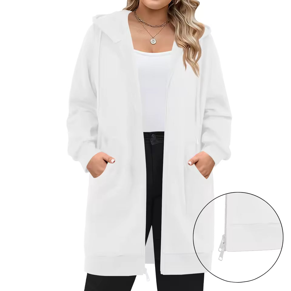 Fenna | Lang Vest met Capuchon en Rits (Nu 1+1 Gratis!)
