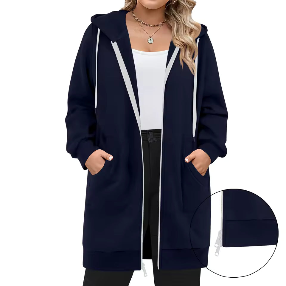 Fenna | Lang Vest met Capuchon en Rits (Nu 1+1 Gratis!)