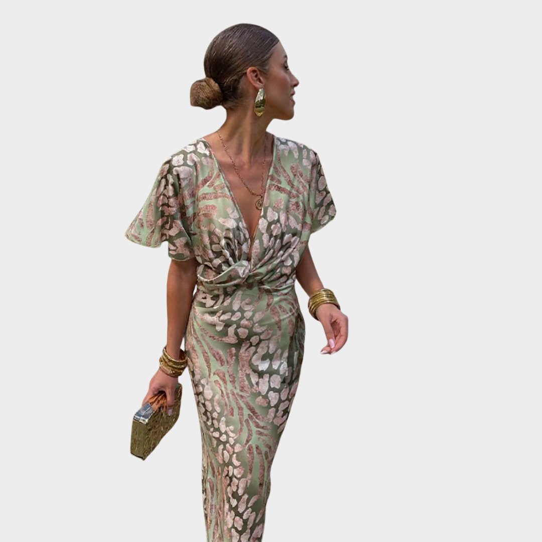 CLARANDRA | KOPERKLEURIGE MIDI JURK