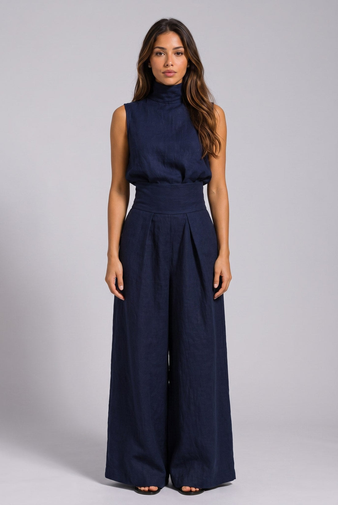 Flore | Linnen Wijdbeens Jumpsuit