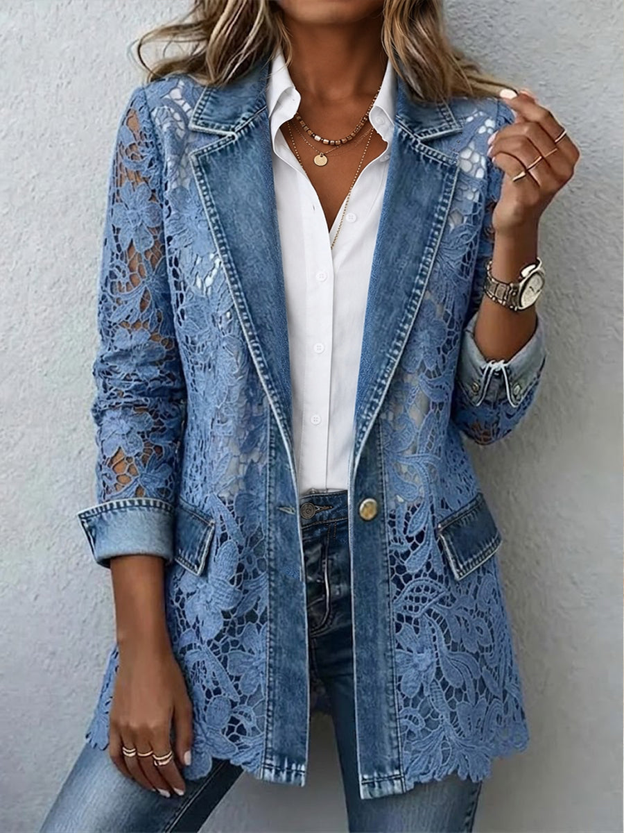 Lacinda | Blazer met Bloemen Kant