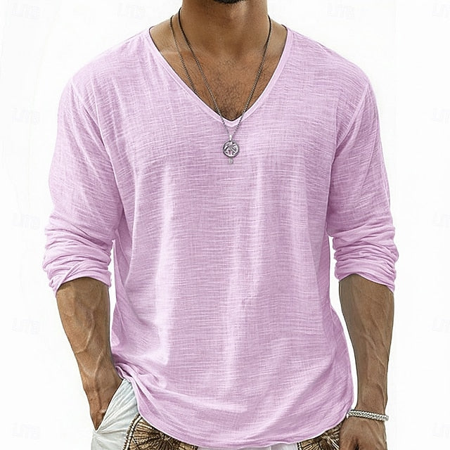 Lars | Linnen V-Hals Longsleeve Shirt