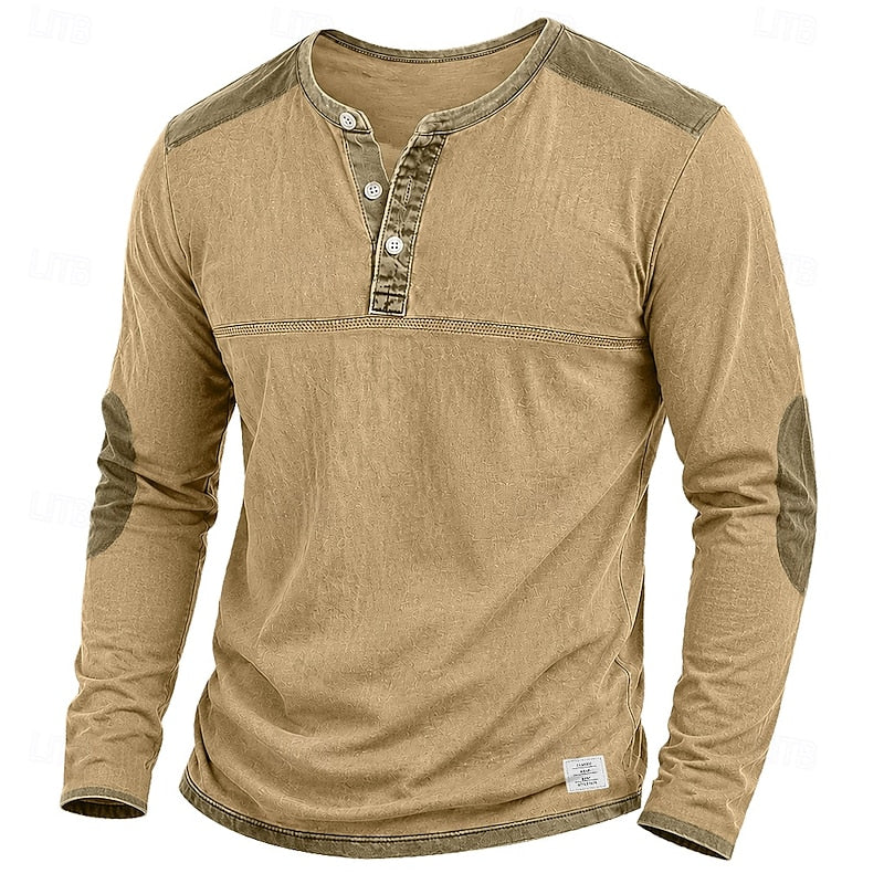 Hidde | Henley met Schouderstuk (Nu 1+1 Gratis!)