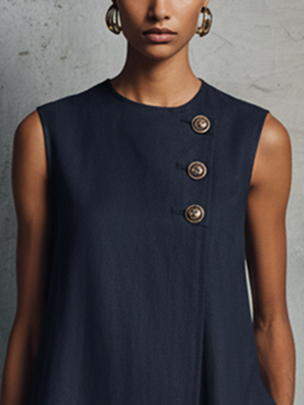 Luna | Asymmetrische Knopen Mini-jurk