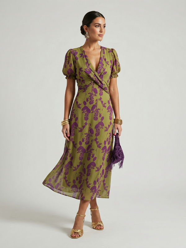 Hanneke | Relaxed Bloemen Midi Jurk