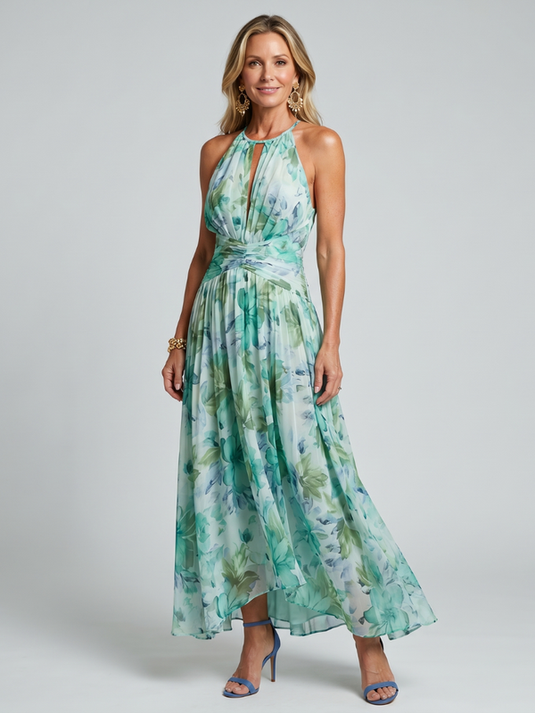 Joke | Geplooide Halter Midi Jurk