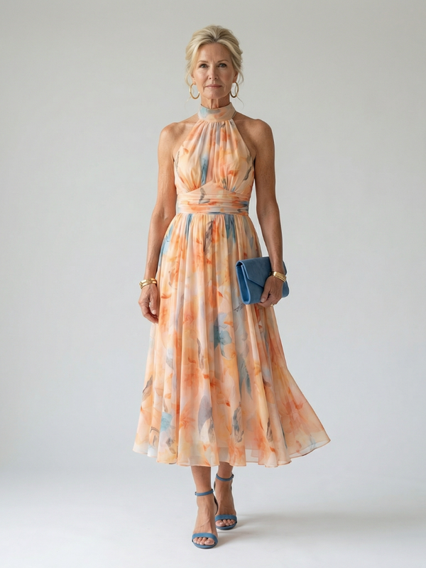Truus | Zachte Halter Midi Jurk