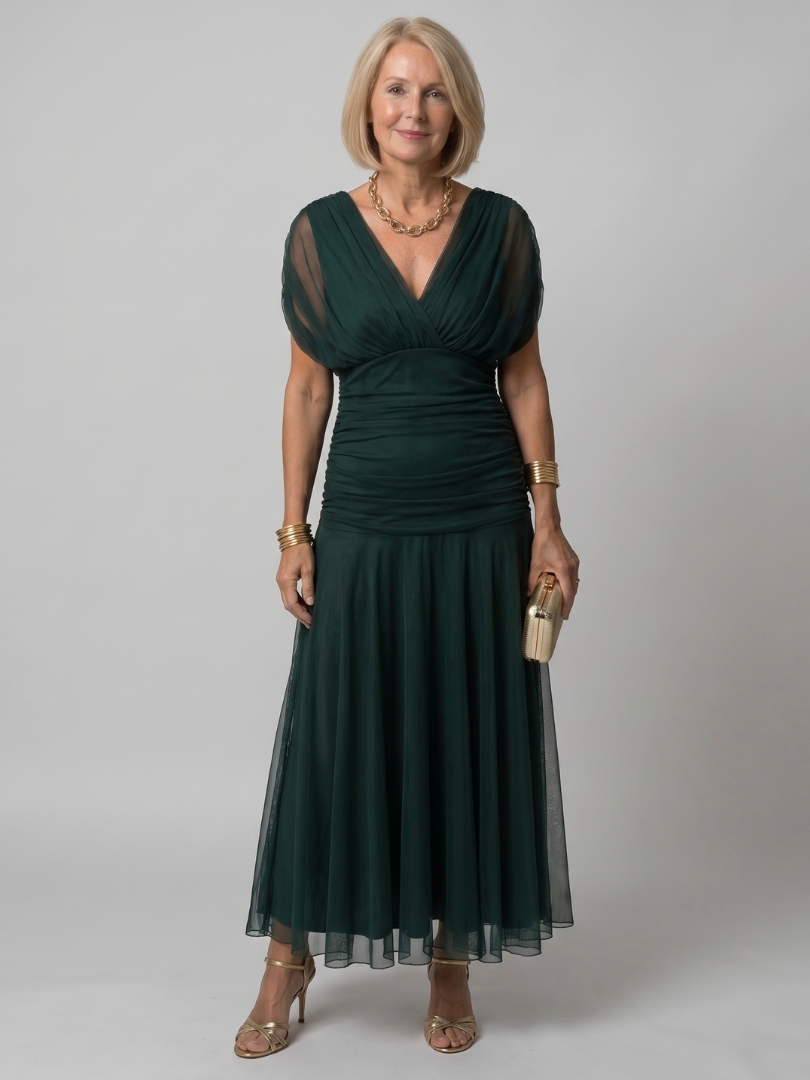 Corrie | Off-Shoulder Flow Midi Jurk