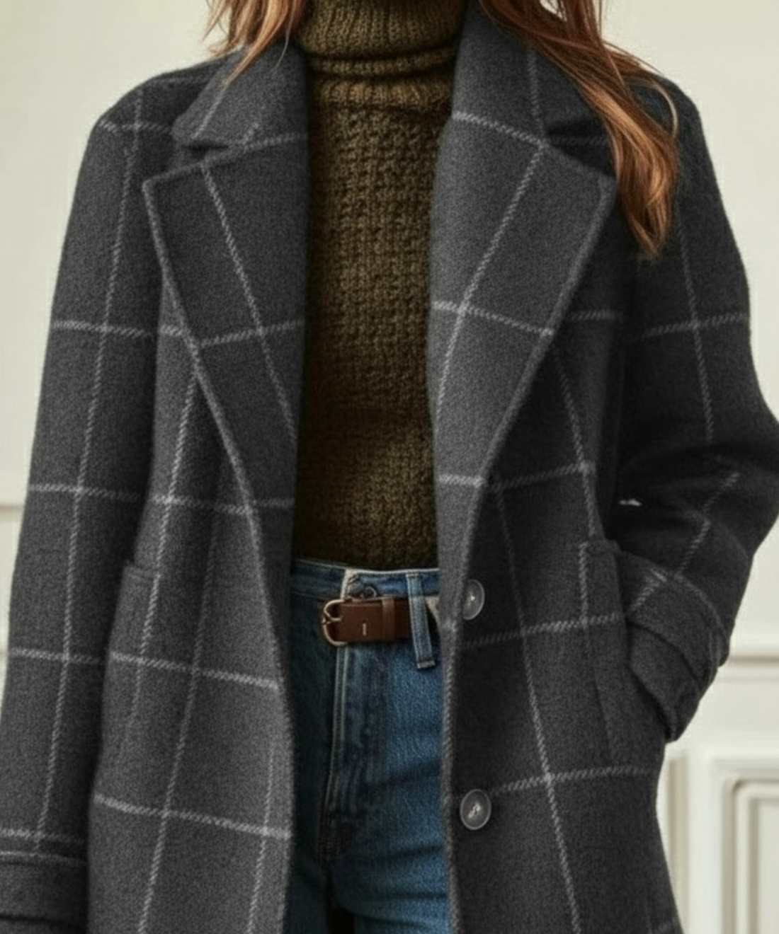 Nellie | Geruite Lange Jas