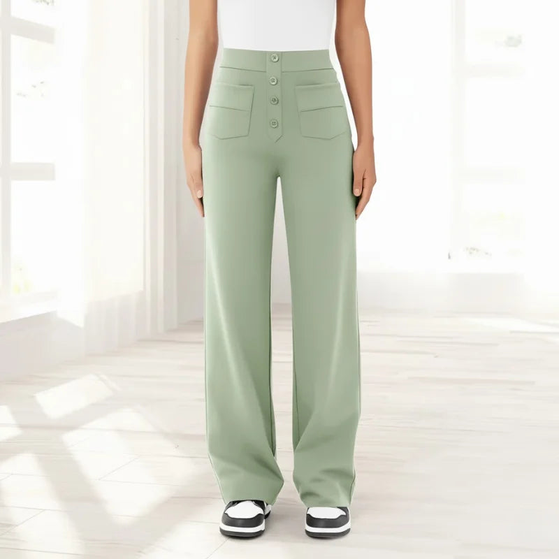 Corrie | Broek met Hoge Taille en Wijde Pijp (Nu 1+1 Gratis!)