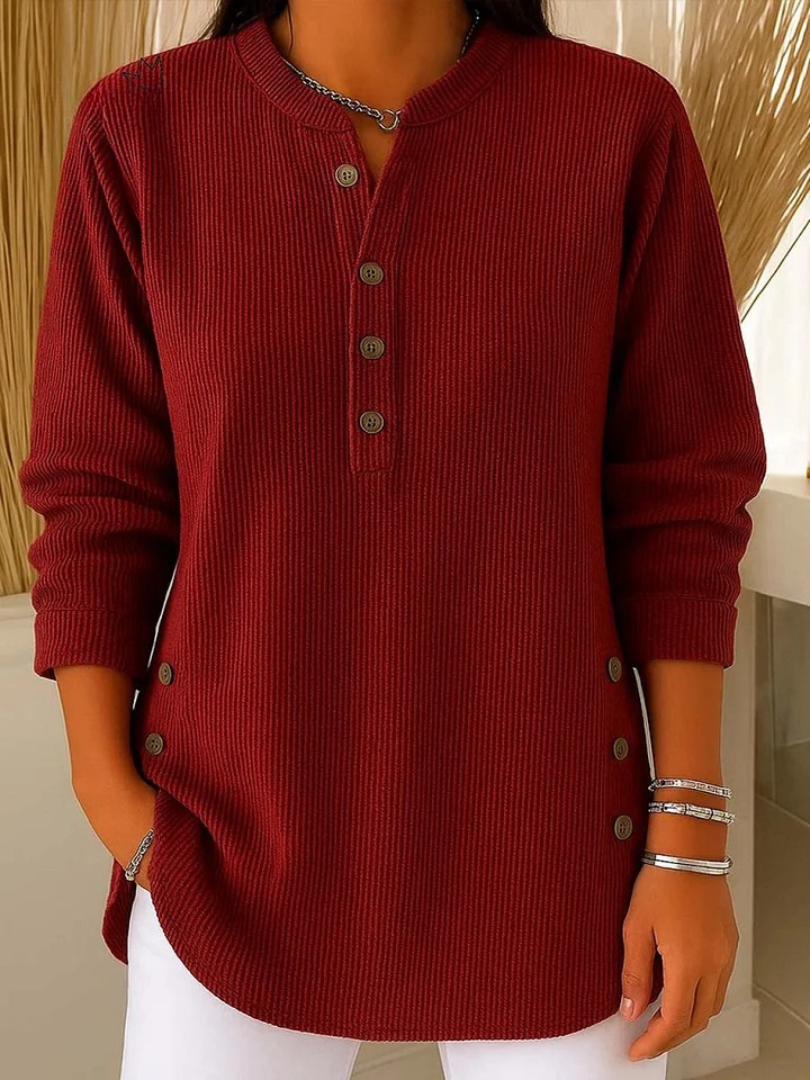 Van Straaten™ Willowe Ribbed Henley Dames Top
