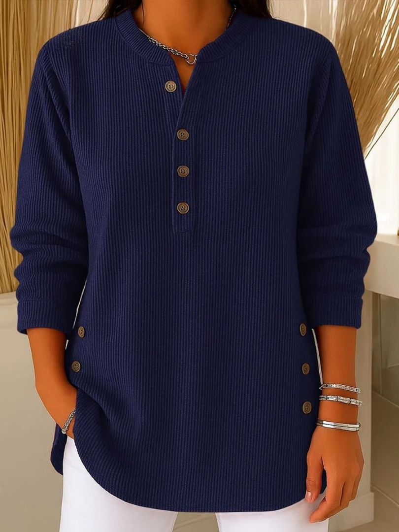 Van Straaten™ Willowe Ribbed Henley Dames Top