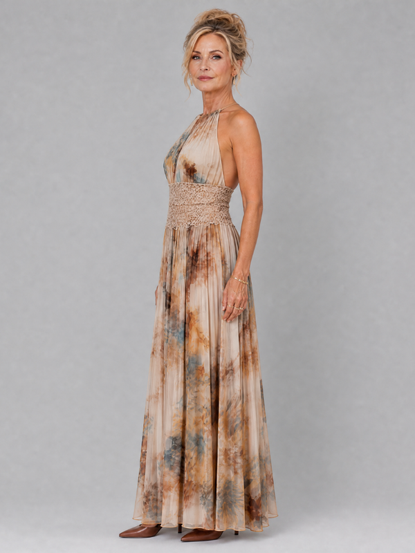 Bep | Halter Maxi Jurk met Kanten Taille