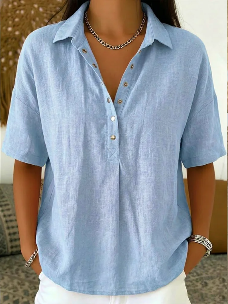 Van Straaten™ Elara Elegante Blouse met Kraag & Knopdetails