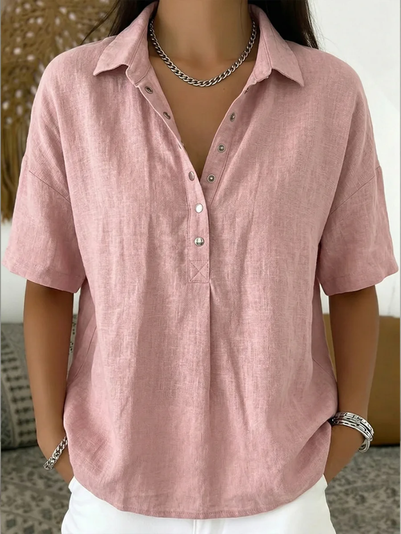 Van Straaten™ Elara Elegante Blouse met Kraag & Knopdetails