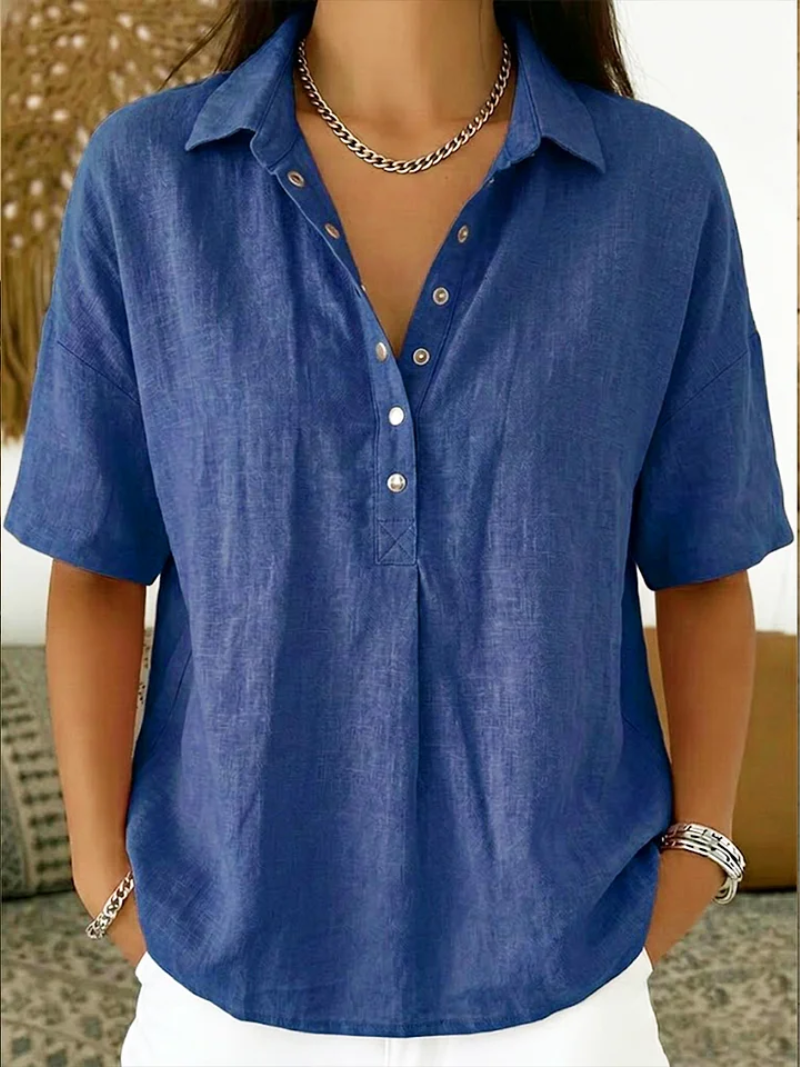 Van Straaten™ Elara Elegante Blouse met Kraag & Knopdetails