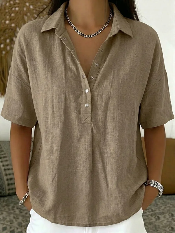 Van Straaten™ Elara Elegante Blouse met Kraag & Knopdetails