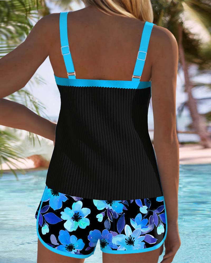 Viktoria | Levendige Tankini met Contrastdetails
