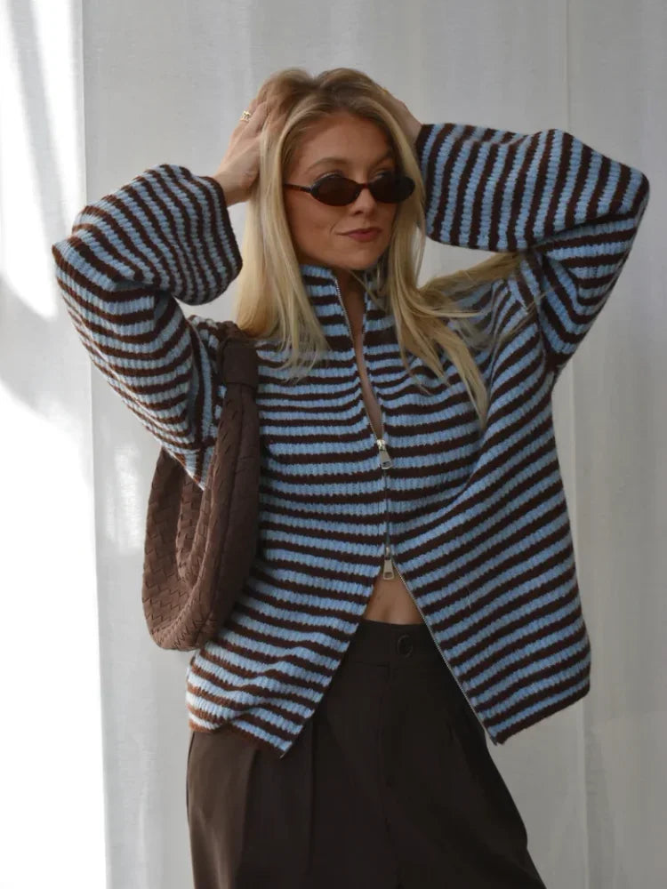 Anja | Gestreept Vest met Rits
