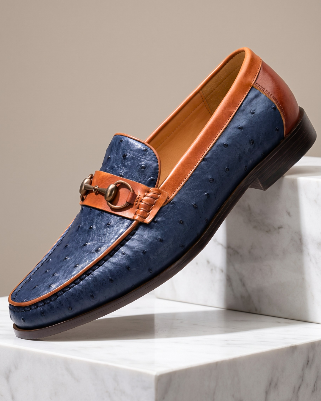 Lorenzo | Struisvogel Horsebit Loafer