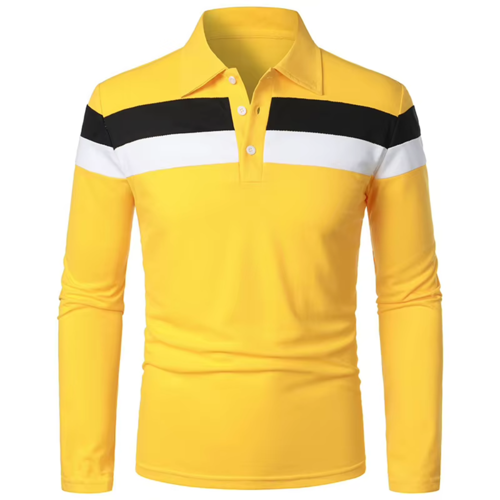 Maarten | Kleurblok Polo met Lange Mouwen