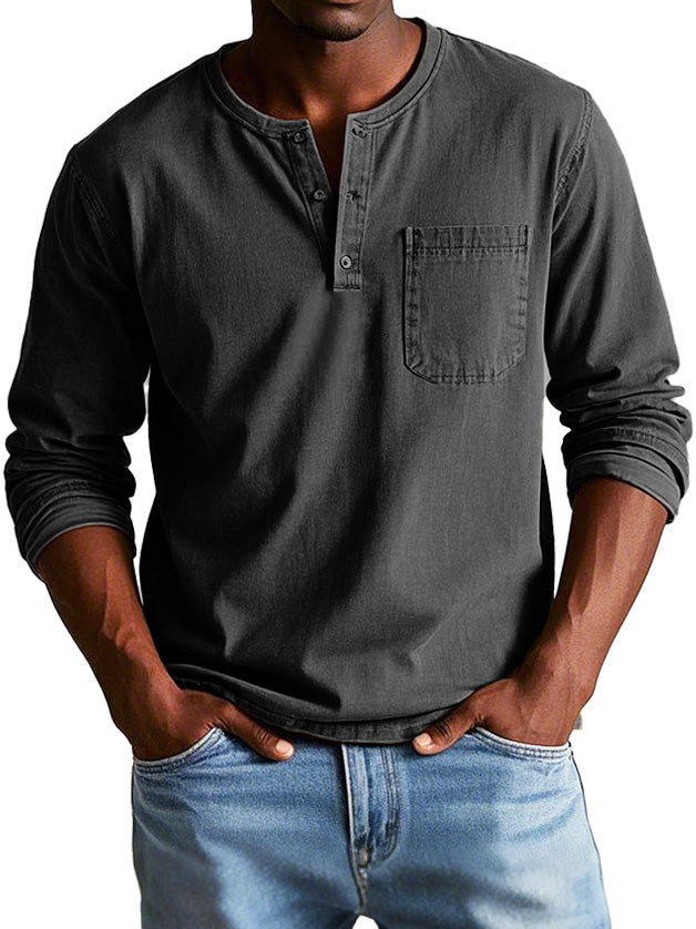 Ruben | Tijdloos Henley Shirt met Lange Mouw