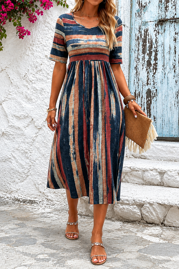 Bente | Gestreepte Midi Jurk