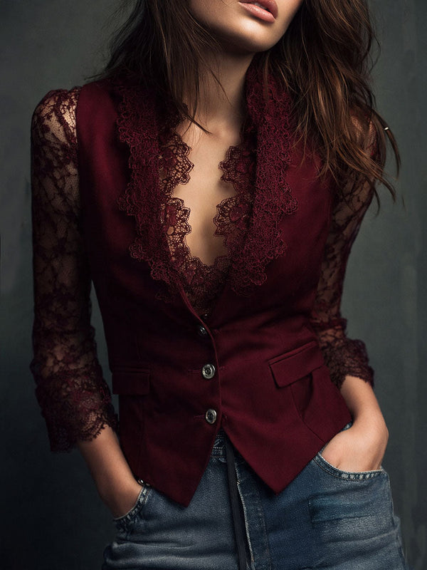 Bea | Gilet met Kanten Mouwen