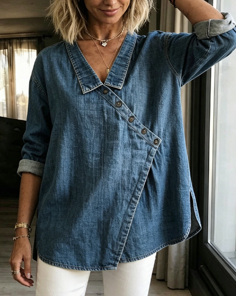 Janke | Blouse met Schuine Knoopsluiting
