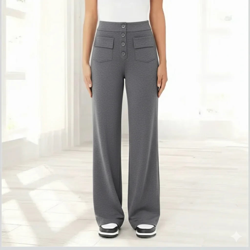 Corrie | Broek met Hoge Taille en Wijde Pijp (Nu 1+1 Gratis!)