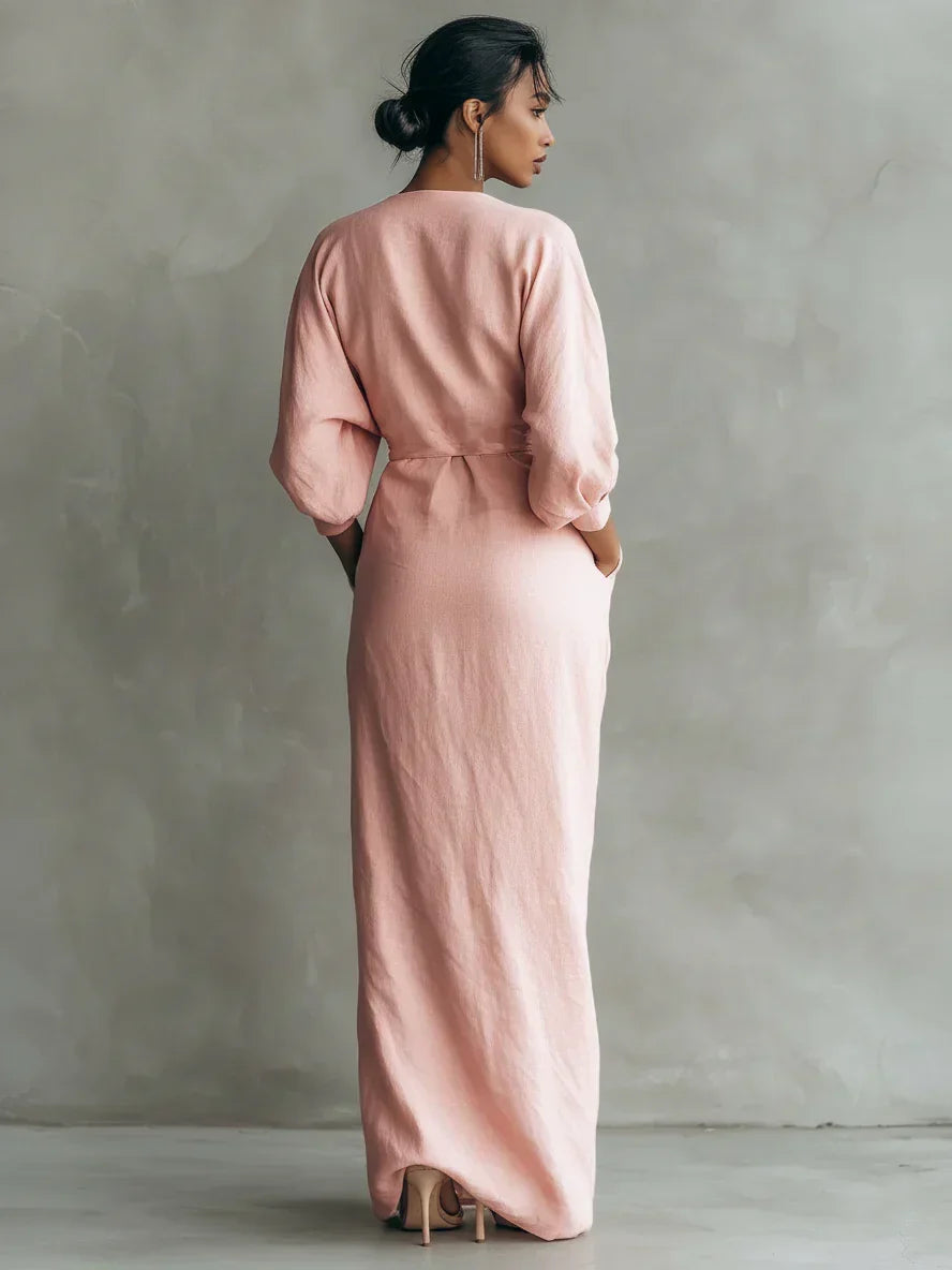 Christel | Elegante maxi wikkeljurk met gedrapeerde taille
