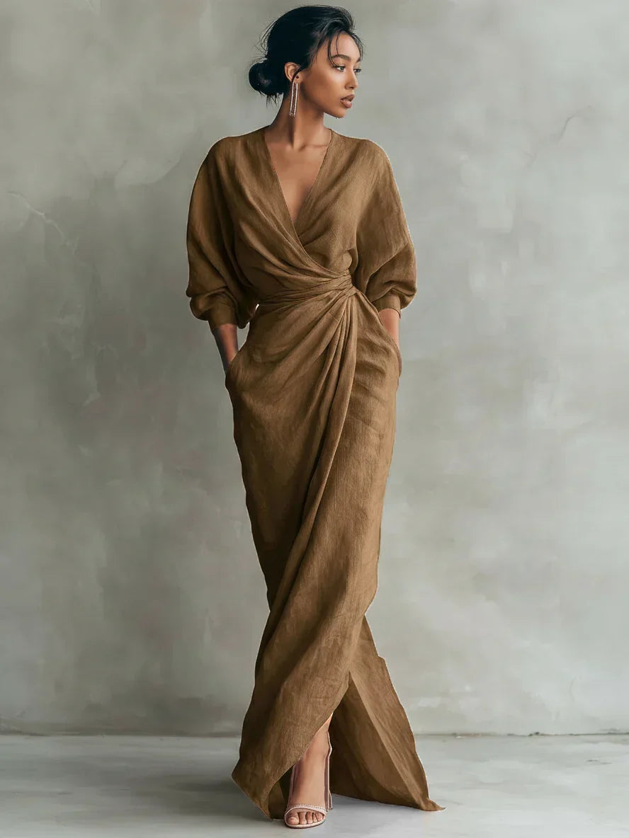 Christel | Elegante maxi wikkeljurk met gedrapeerde taille