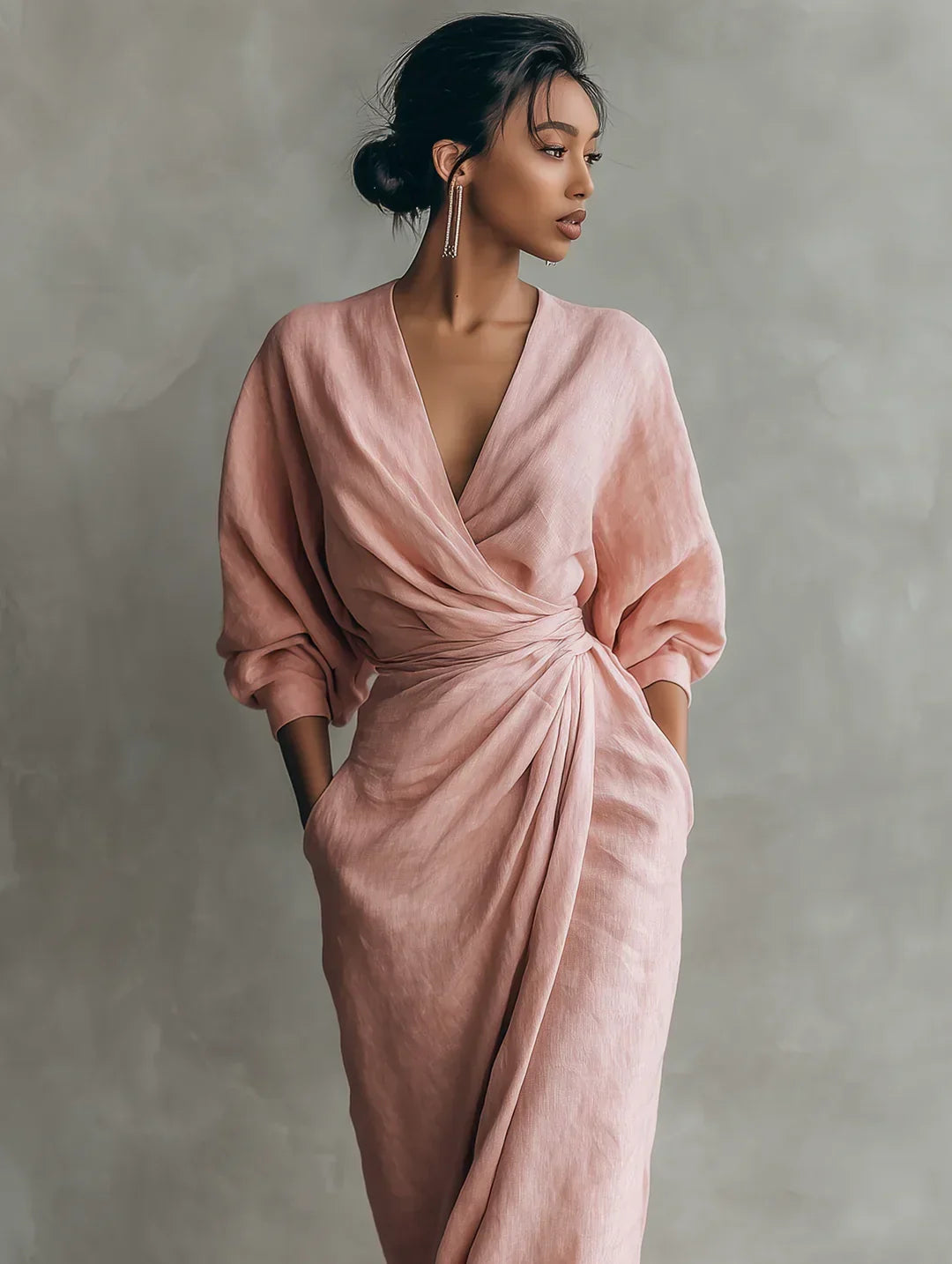 Christel | Elegante maxi wikkeljurk met gedrapeerde taille