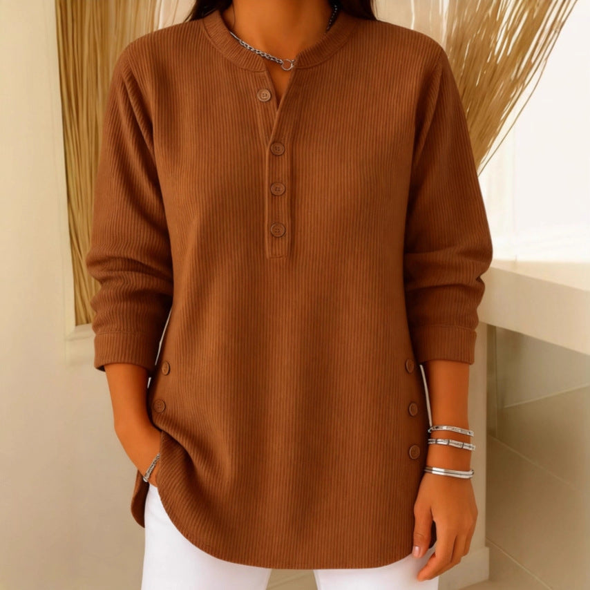 Van Straaten™ Willowe Ribbed Henley Dames Top