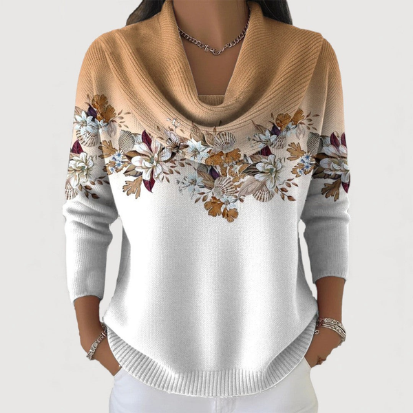 Van Straaten™ Florena Luxe Bloemen Trui met Zachte Halslijn