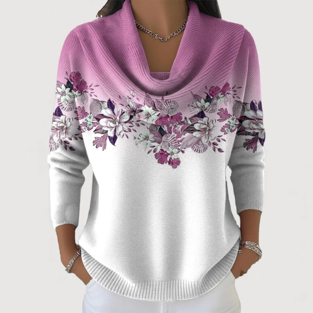Van Straaten™ Florena Luxe Bloemen Trui met Zachte Halslijn