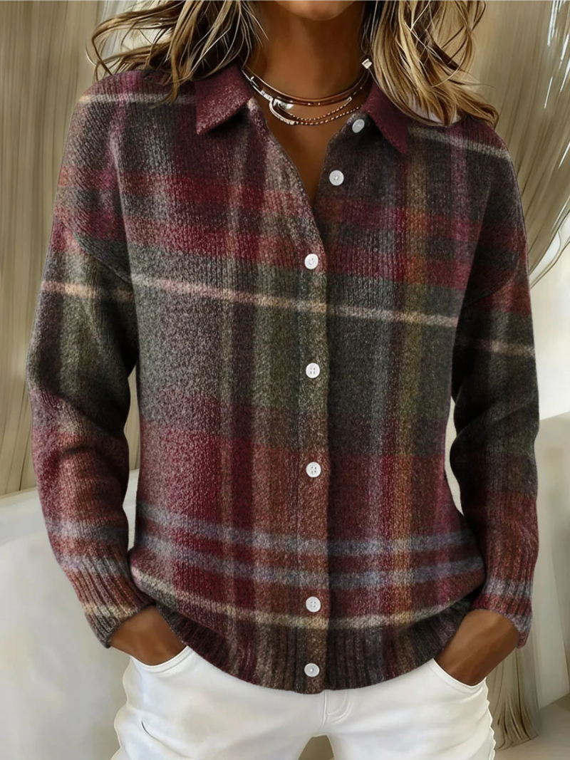 Eva | Geruite Knit Cardigan