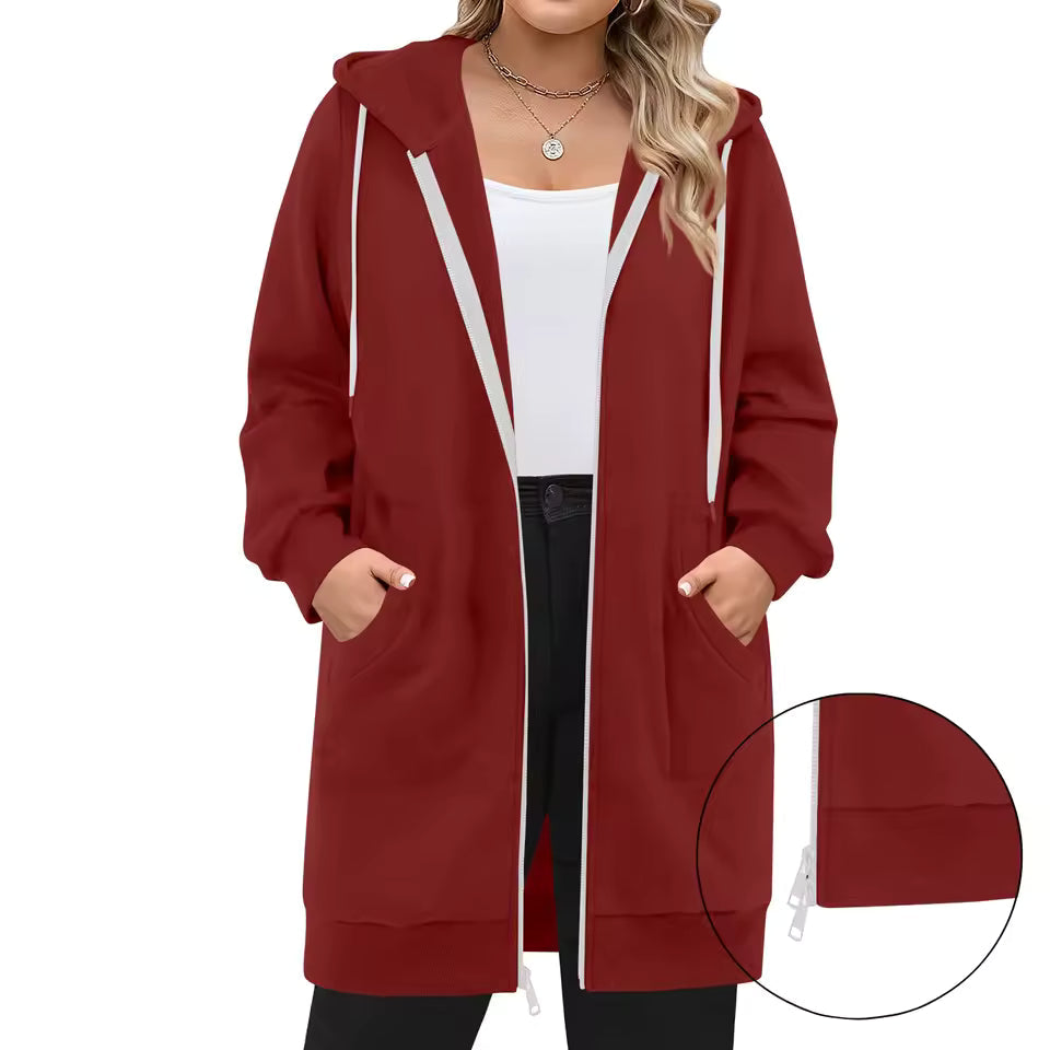 Fenna | Lang Vest met Capuchon en Rits (Nu 1+1 Gratis!)